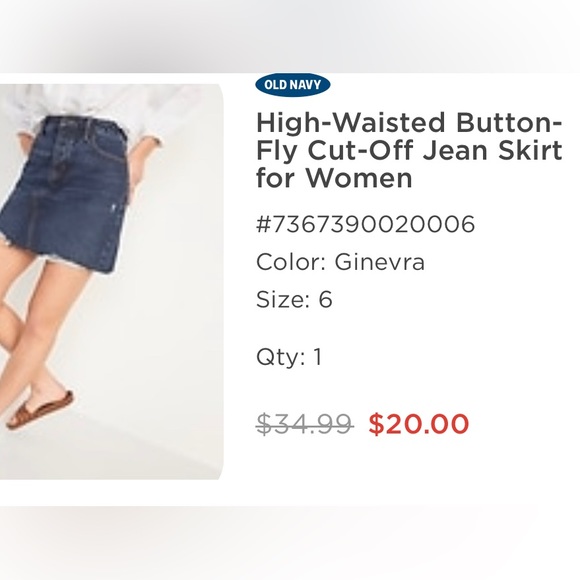 High-Waisted Button Fly Jean Skirt -NWOT - Picture 3 of 7